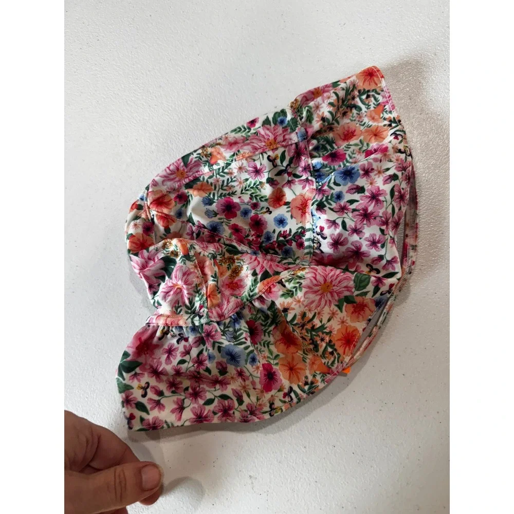 Angela McKay x H&M Kids Floral Sun Hat Pink Orange Blue Ruffle Brim 0962648 NWT